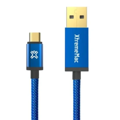 CÂBLE USB-A XTREMEMAC REVERSIBLE À USB-C – 1,2 M – BLEU (XCL-UCA-23)